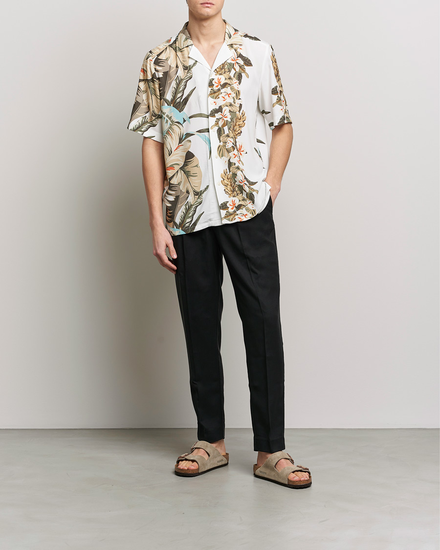 Hombres | Camisas | BOSS ORANGE | Rayer Resort Collar Printed Short Sleeve Shirt Whi