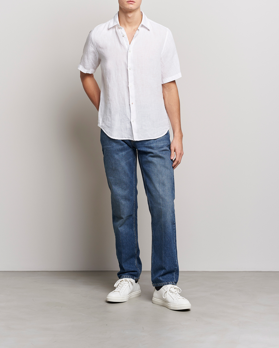Hombres | Camisas | BOSS ORANGE | Rash Linen Short Sleeve Shirt White