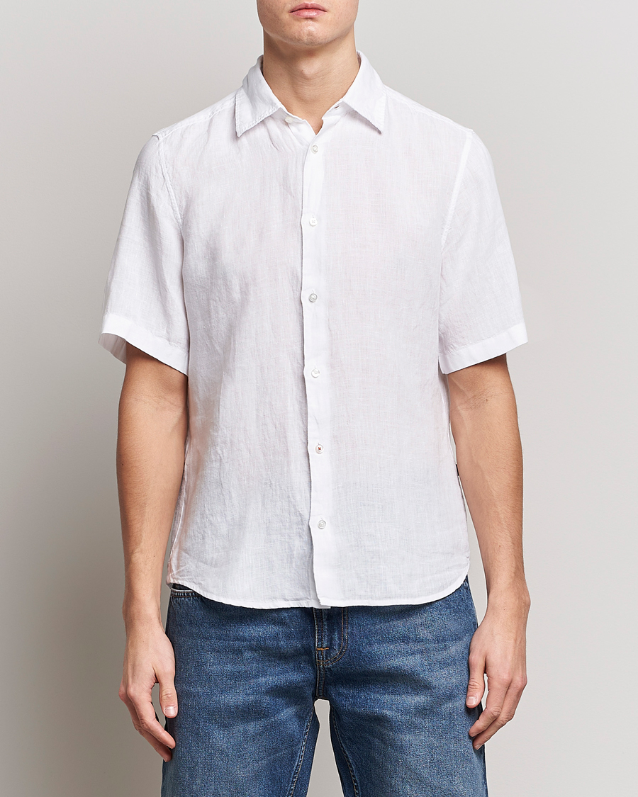 Hombres | Camisas | BOSS ORANGE | Rash Linen Short Sleeve Shirt White