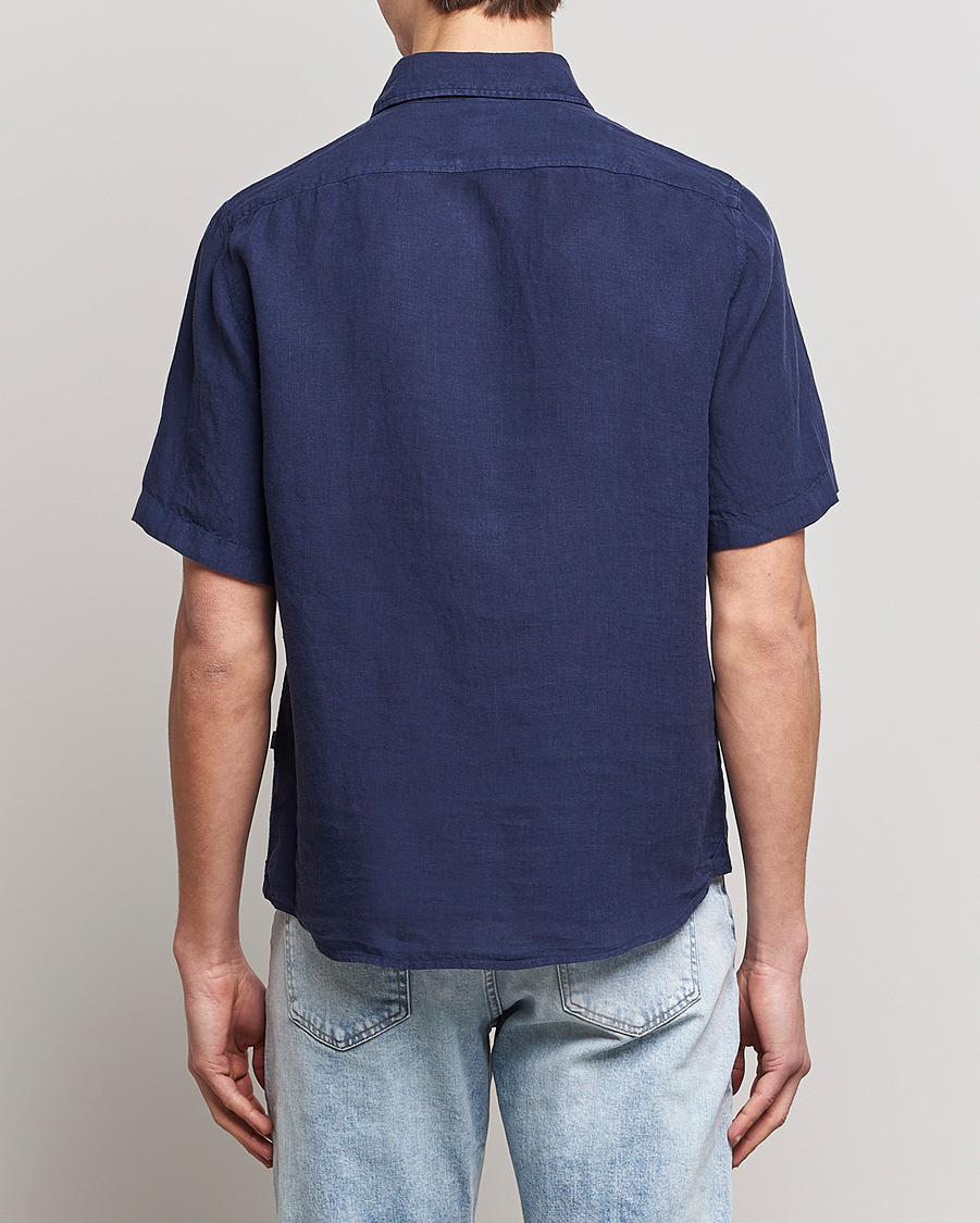 Hombres | Camisas | BOSS ORANGE | Rash Linen Short Sleeve Shirt Navy