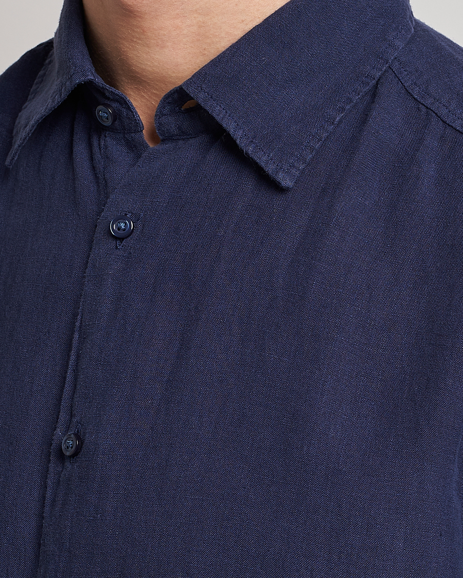 Hombres | Camisas | BOSS ORANGE | Rash Linen Short Sleeve Shirt Navy