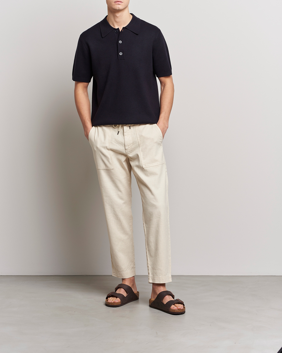 Hombres | Pantalones | BOSS ORANGE | Sisla Cotton/Linen Drawstring Pants Light Beige