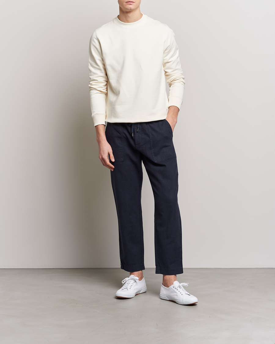 Hombres | Pantalones | BOSS ORANGE | Sisla Cotton/Linen Drawstring Pants Dark Blue