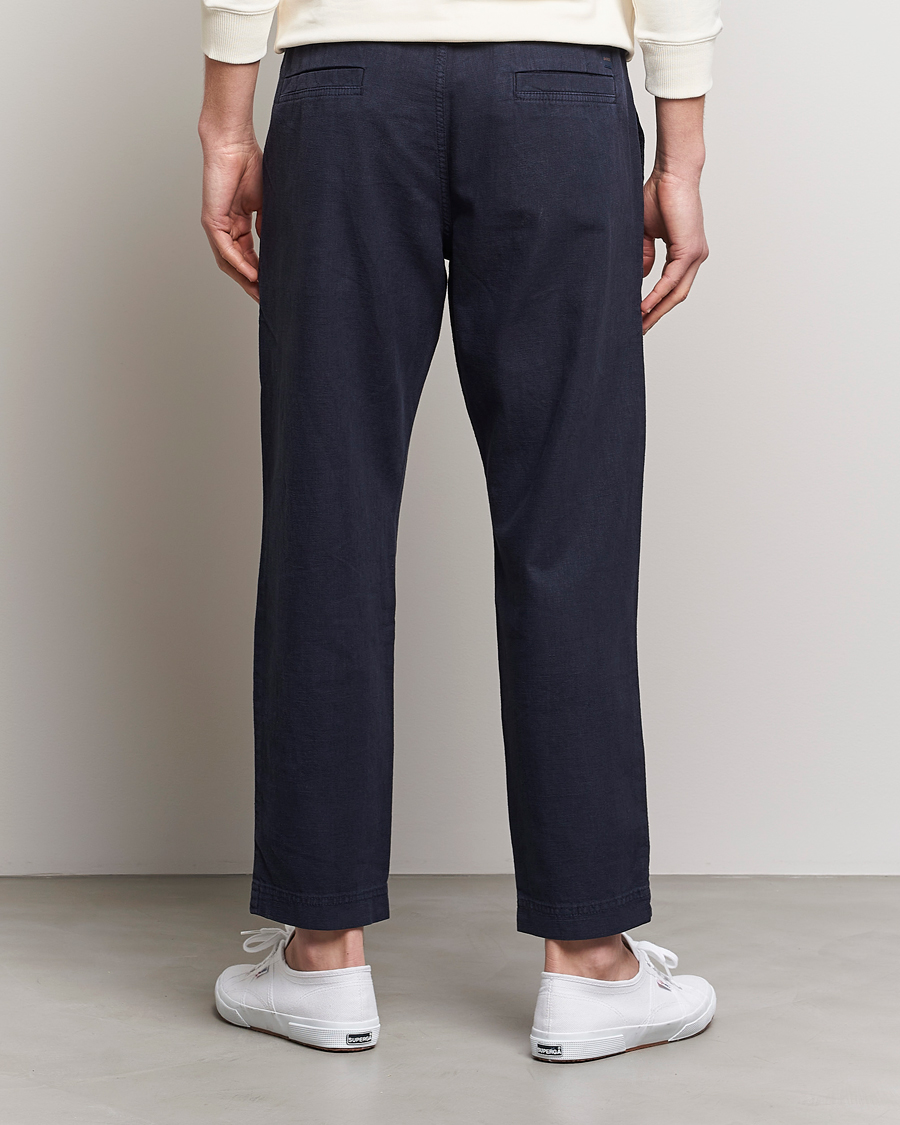 Hombres | Pantalones | BOSS ORANGE | Sisla Cotton/Linen Drawstring Pants Dark Blue
