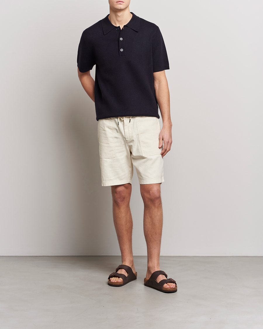 Hombres | Pantalones cortos | BOSS ORANGE | Sisla Cotton/Linen Drawstring Shorts Light Beige