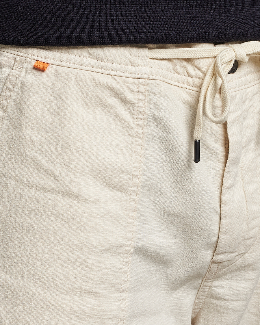 Hombres | Pantalones cortos | BOSS ORANGE | Sisla Cotton/Linen Drawstring Shorts Light Beige