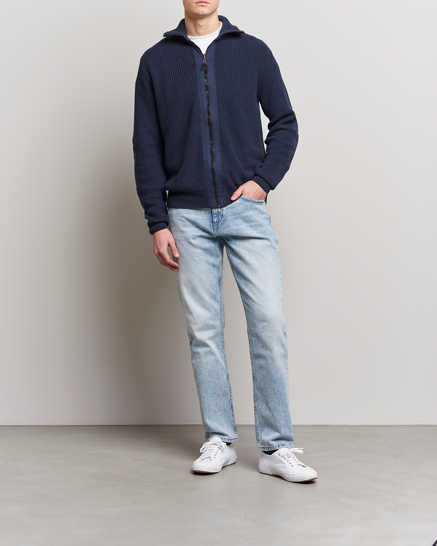 Hombres | Jerséis y prendas de punto | BOSS ORANGE | Abinero Knitted Full-Zip Dark Blue