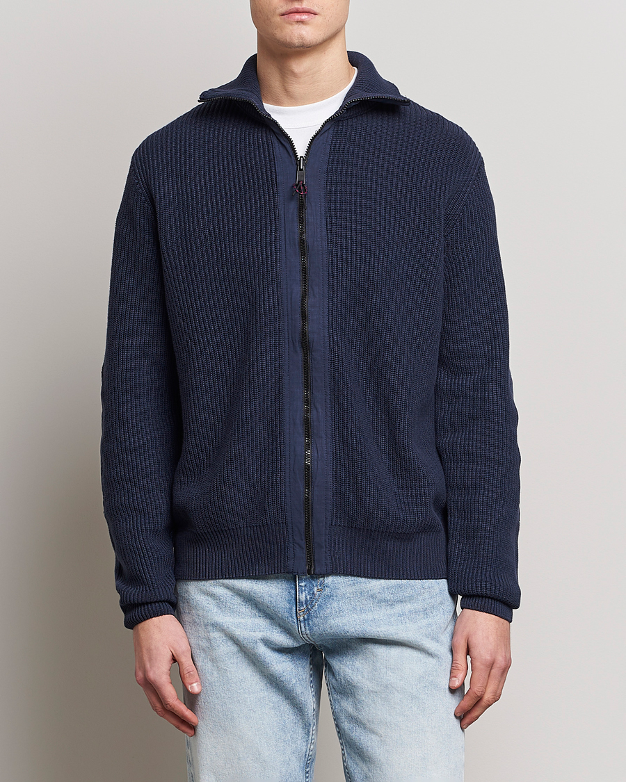 Hombres | Jerséis y prendas de punto | BOSS ORANGE | Abinero Knitted Full-Zip Dark Blue