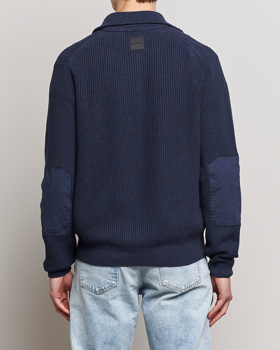 Hombres | Jerséis y prendas de punto | BOSS ORANGE | Abinero Knitted Full-Zip Dark Blue