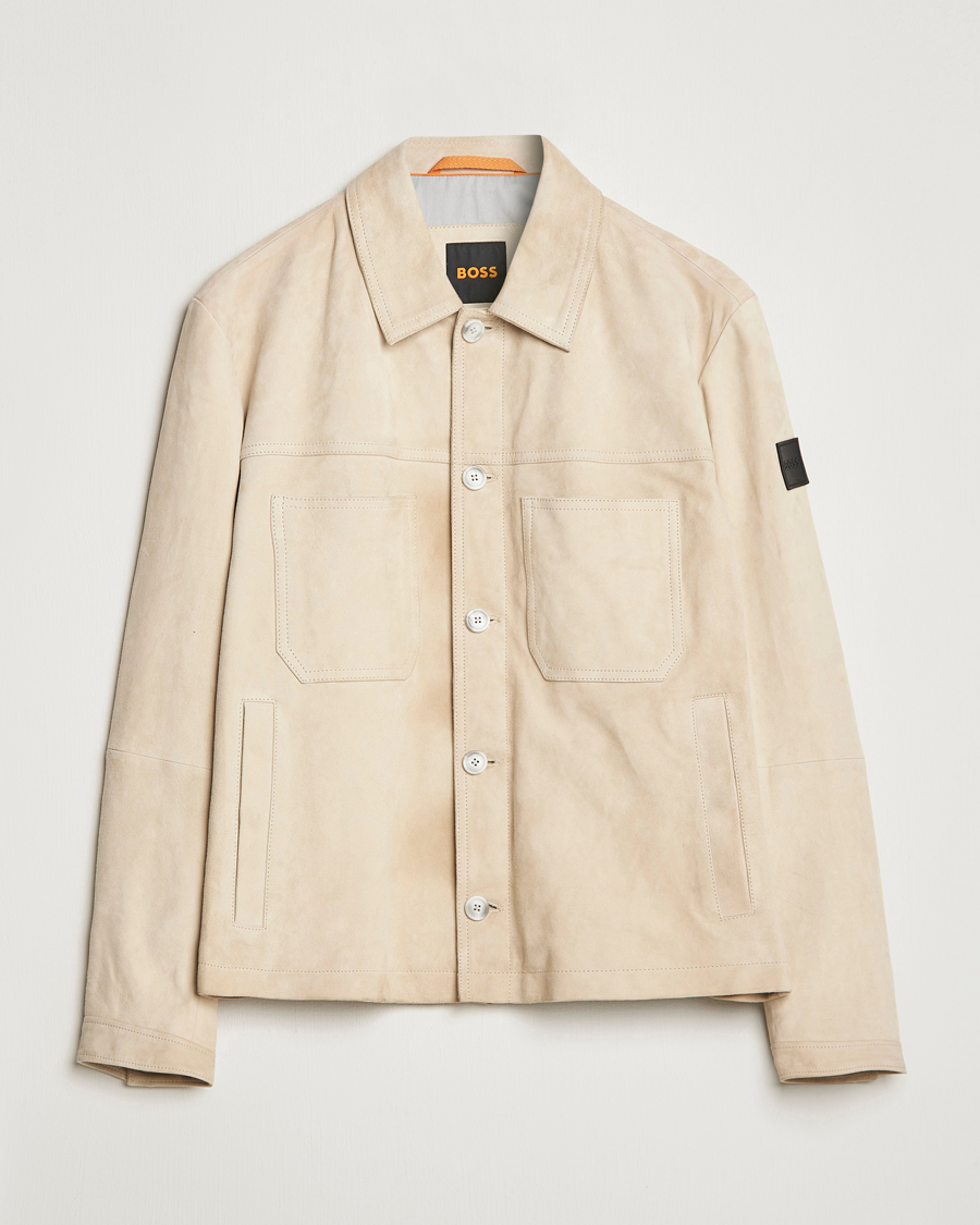 Hombres | Abrigos y chaquetas | BOSS ORANGE | Jaked Suede Jacket Light Beige