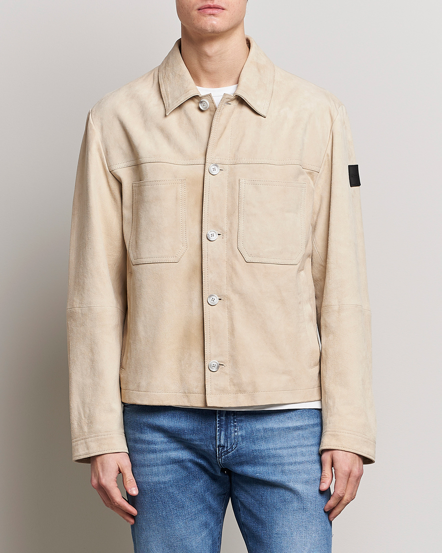 Hombres | Abrigos y chaquetas | BOSS ORANGE | Jaked Suede Jacket Light Beige