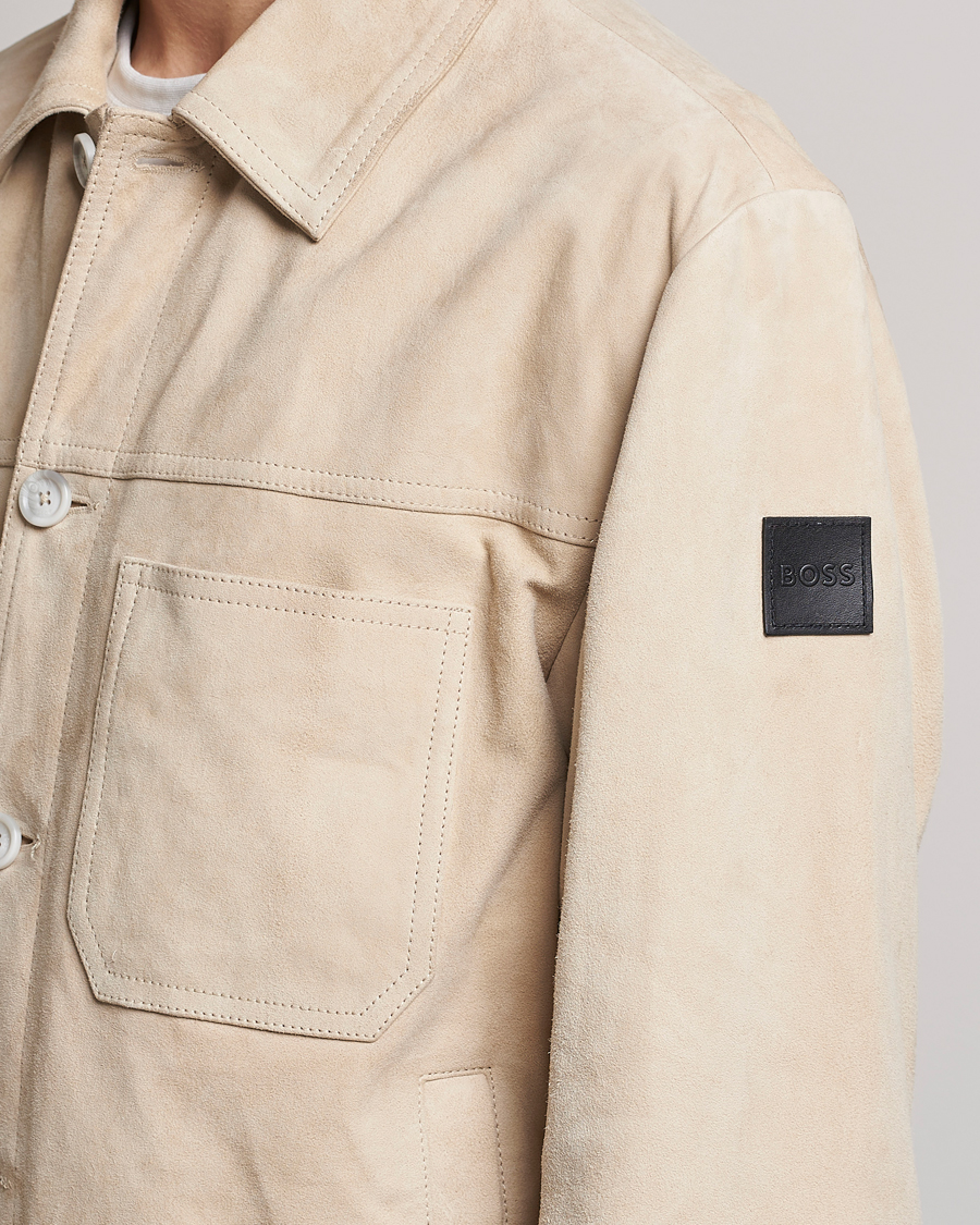 Hombres | Abrigos y chaquetas | BOSS ORANGE | Jaked Suede Jacket Light Beige