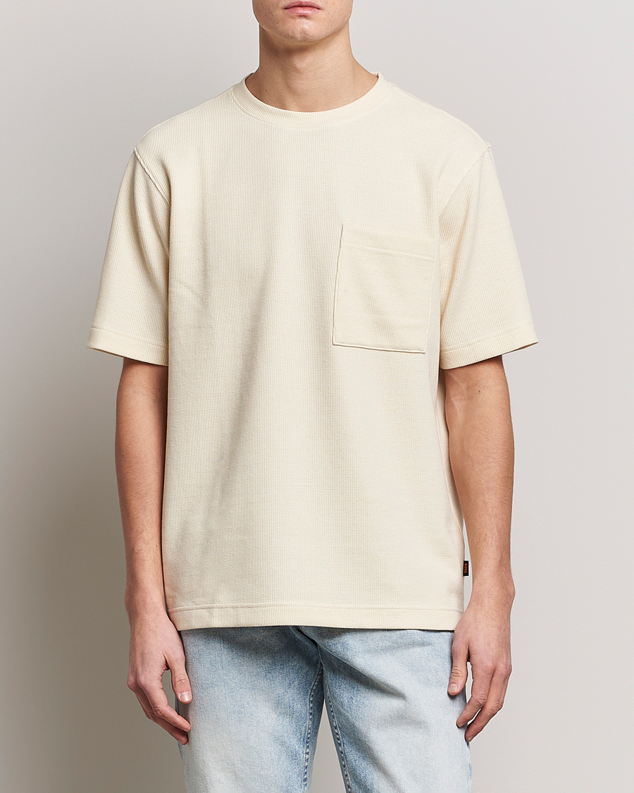Hombres | Camisetas | BOSS ORANGE | Tempesto Knitted Crew Neck T-Shirt Light Beige