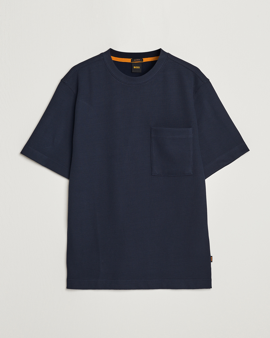 Hombres | Camisetas | BOSS ORANGE | Tempesto Knitted Crew Neck T-Shirt Dark Blue