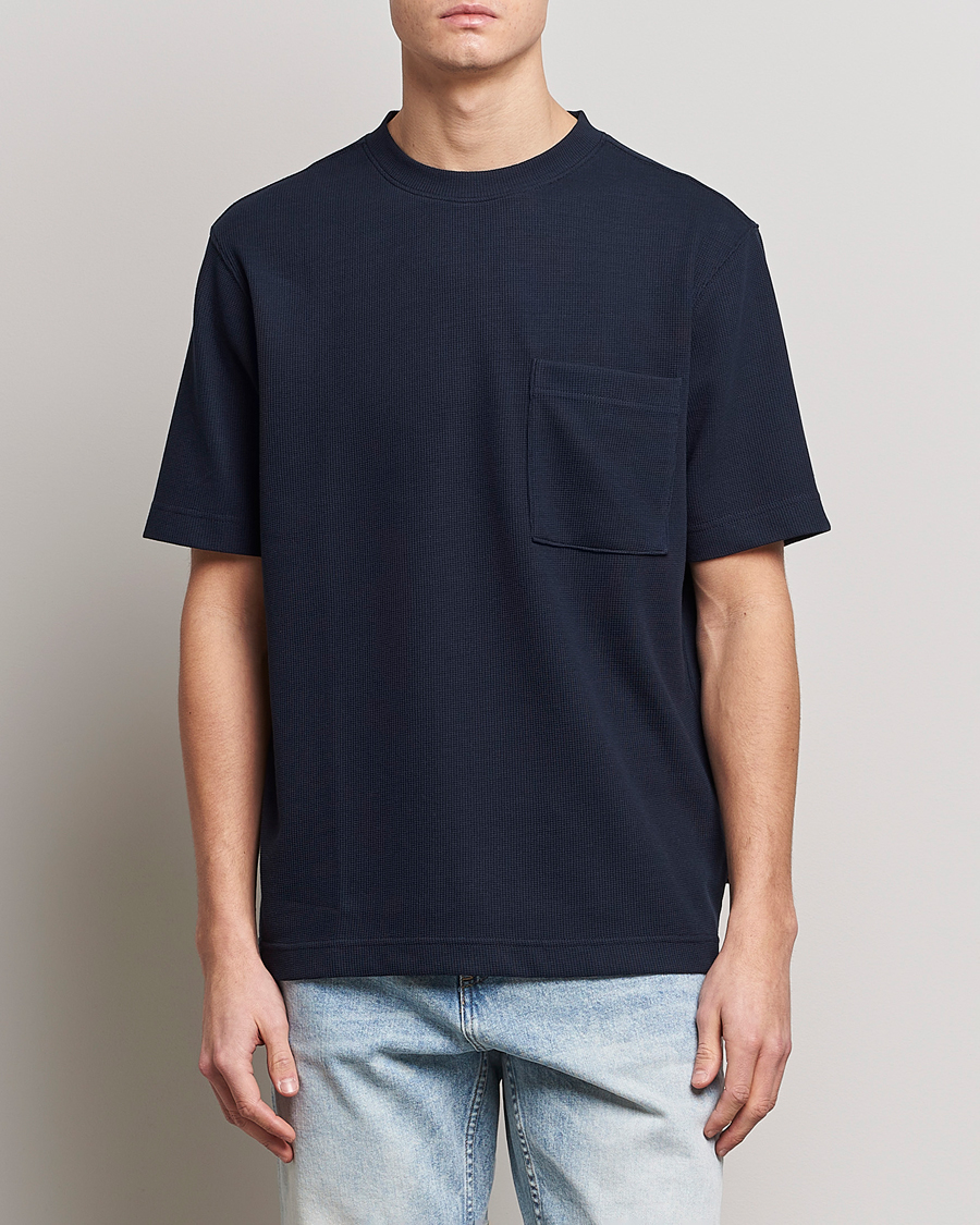 Hombres | Camisetas | BOSS ORANGE | Tempesto Knitted Crew Neck T-Shirt Dark Blue