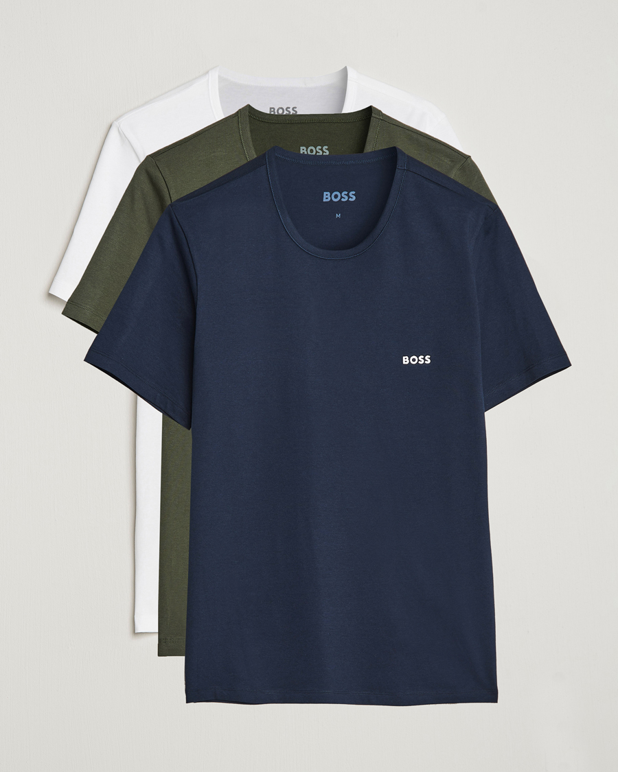 Hombres | Camisetas | BOSS BLACK | 3-Pack Crew Neck T-Shirt Navy/Green/White