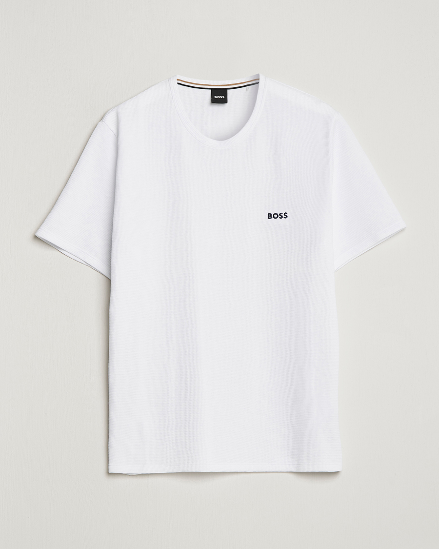 Hombres | Camisetas | BOSS BLACK | Waffle Logo Crew Neck T-Shirt Open White
