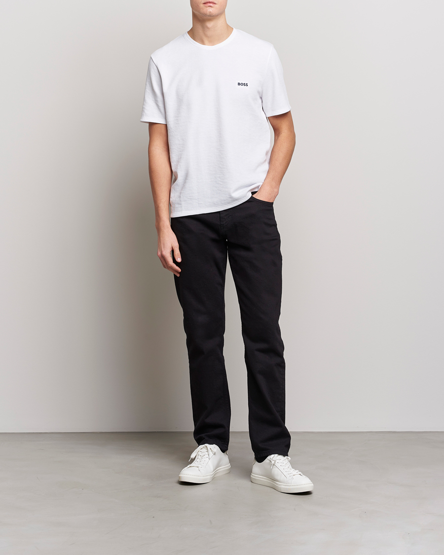 Hombres | Camisetas | BOSS BLACK | Waffle Logo Crew Neck T-Shirt Open White