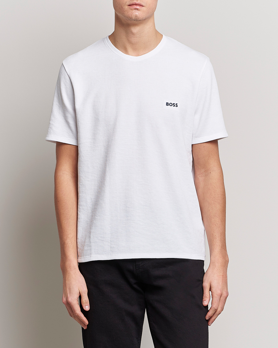 Hombres | Camisetas | BOSS BLACK | Waffle Logo Crew Neck T-Shirt Open White