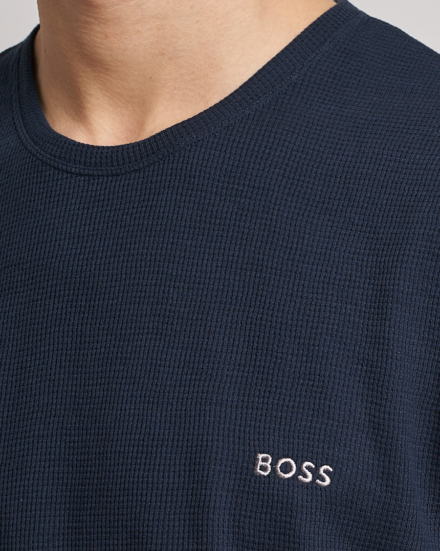Hombres | Camisetas | BOSS BLACK | Waffle Logo Crew Neck T-Shirt Dark Blue