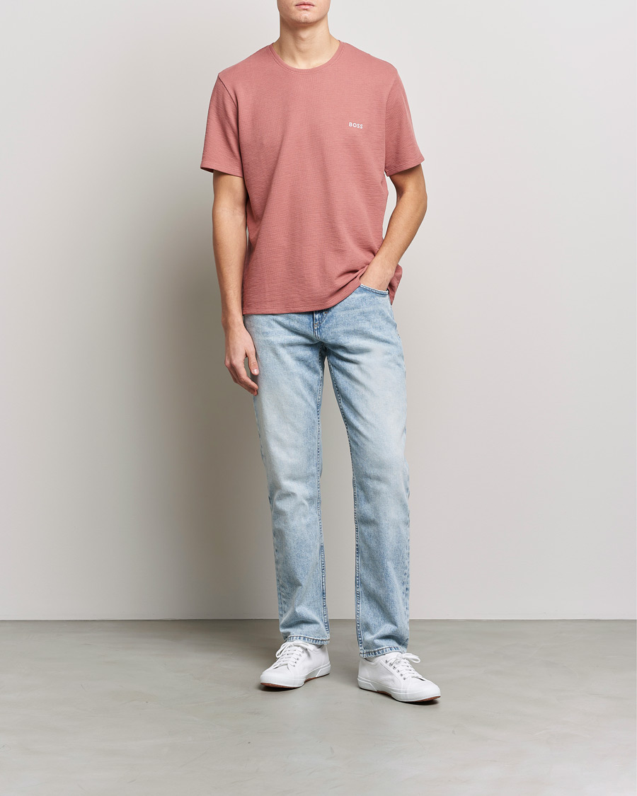 Hombres | Camisetas | BOSS BLACK | Waffle Logo Crew Neck T-Shirt Open Pink