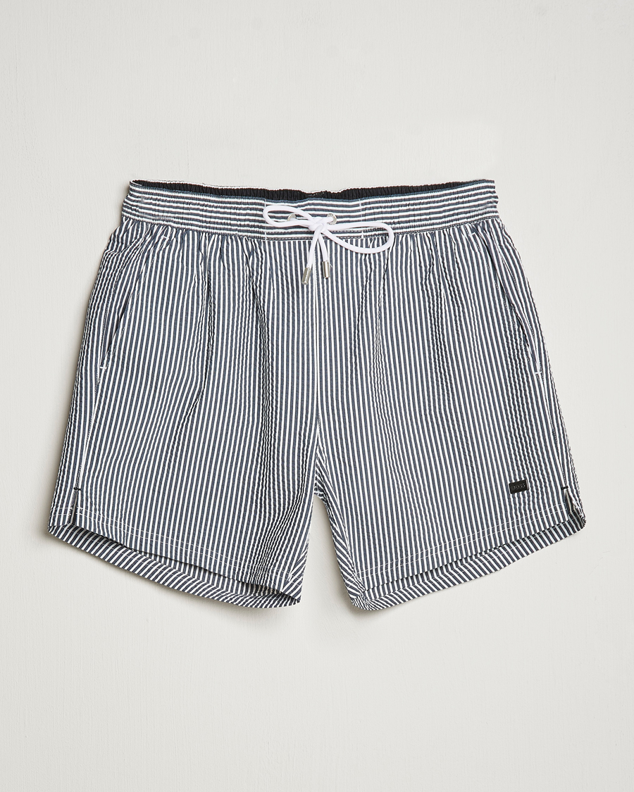 Hombres | Bañadores | BOSS BLACK | Velvetfish Seersucker Swimshorts Black/White