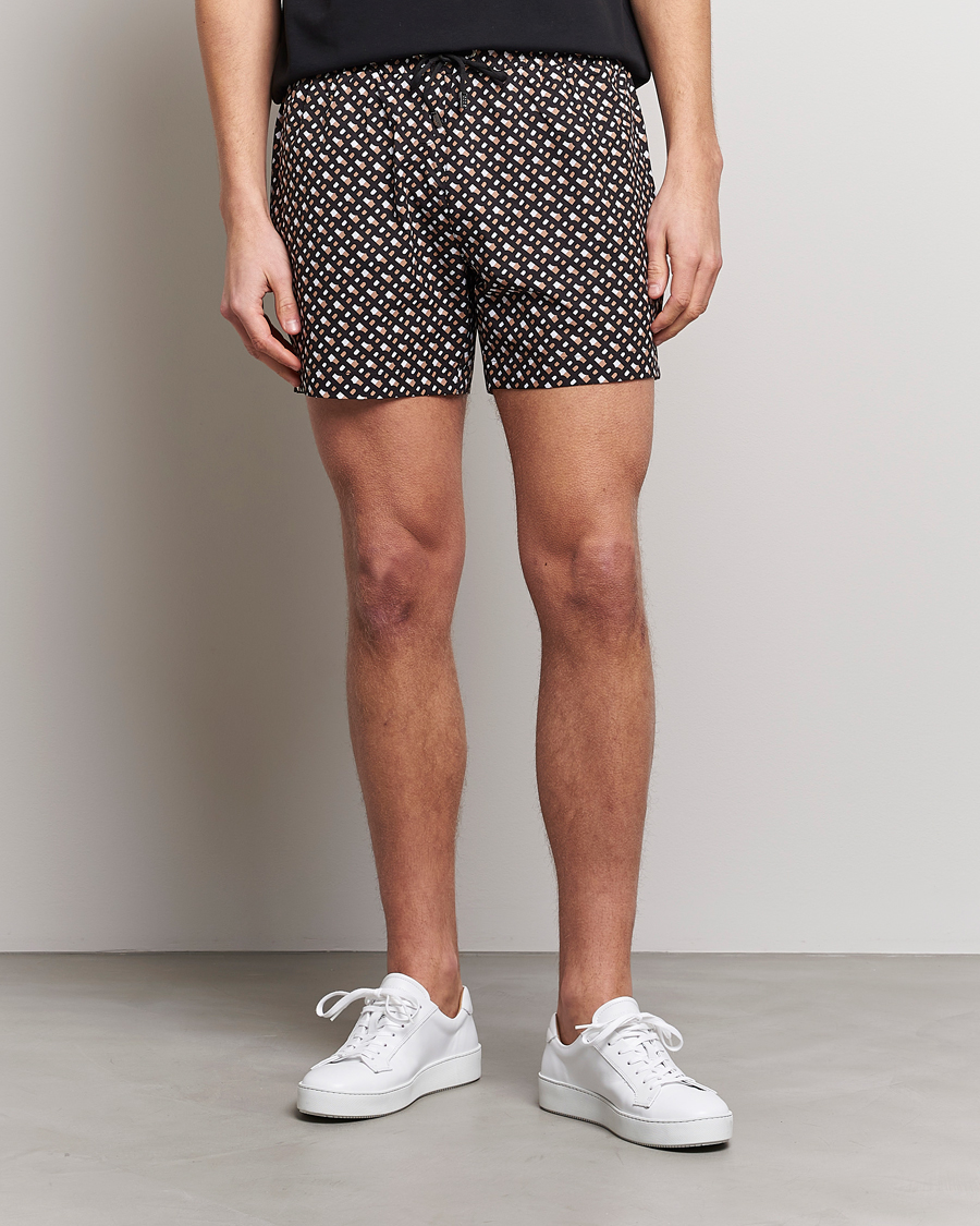 Hombres | Bañadores | BOSS BLACK | Manu Monogram Logo Swimshorts Black