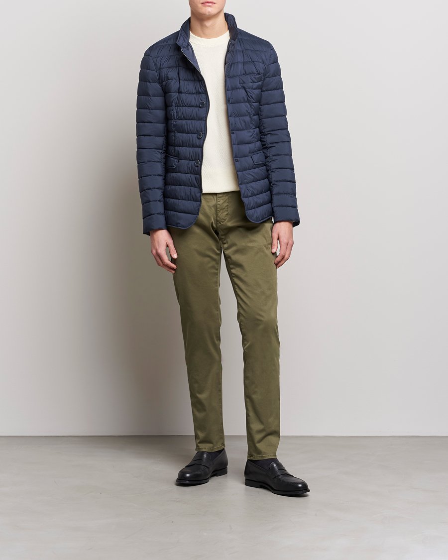 Hombres | Pantalones | Incotex | Slim Fit Garment Dyed Slacks Olive