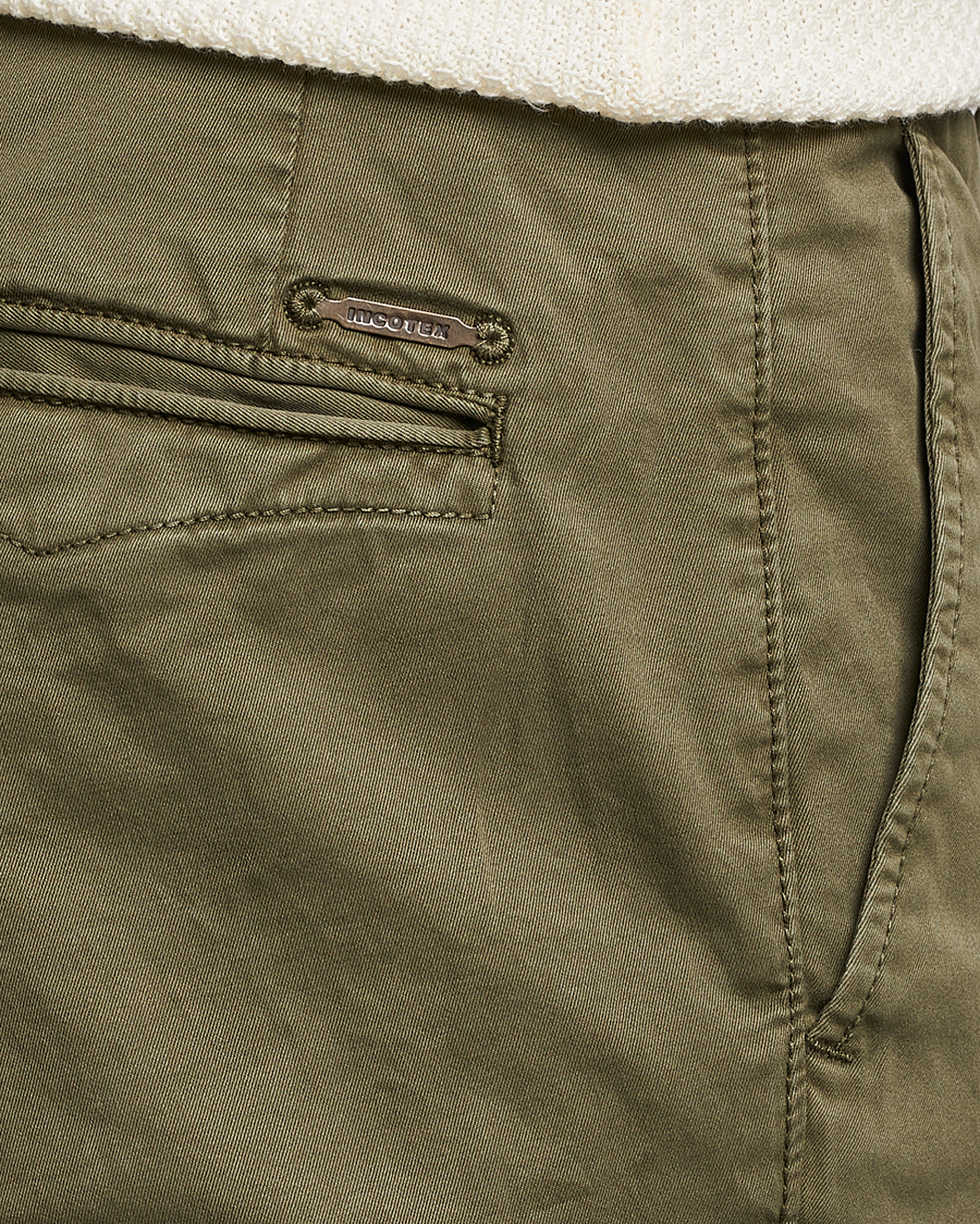 Hombres | Pantalones | Incotex | Slim Fit Garment Dyed Slacks Olive