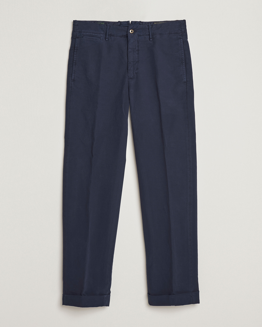 Hombres | Pantalones | Incotex | Regular Fit Cotton Stretch Slacks Navy