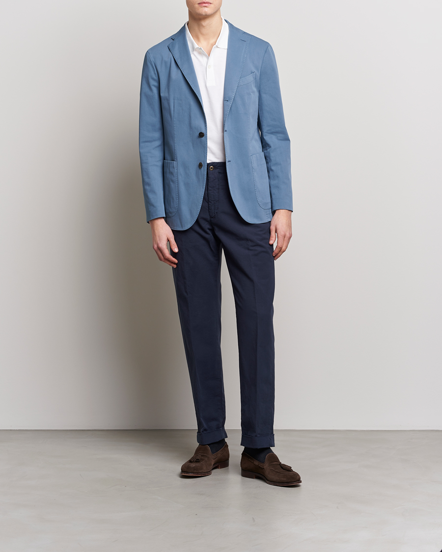 Hombres | Pantalones | Incotex | Regular Fit Cotton Stretch Slacks Navy