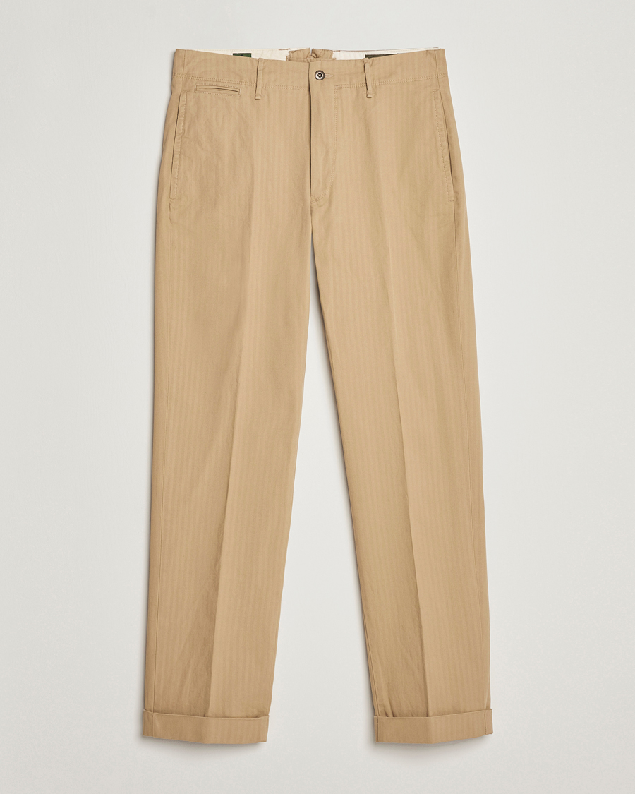 Hombres | Pantalones | Incotex | Regular Fit Herringbone Chinos Khaki