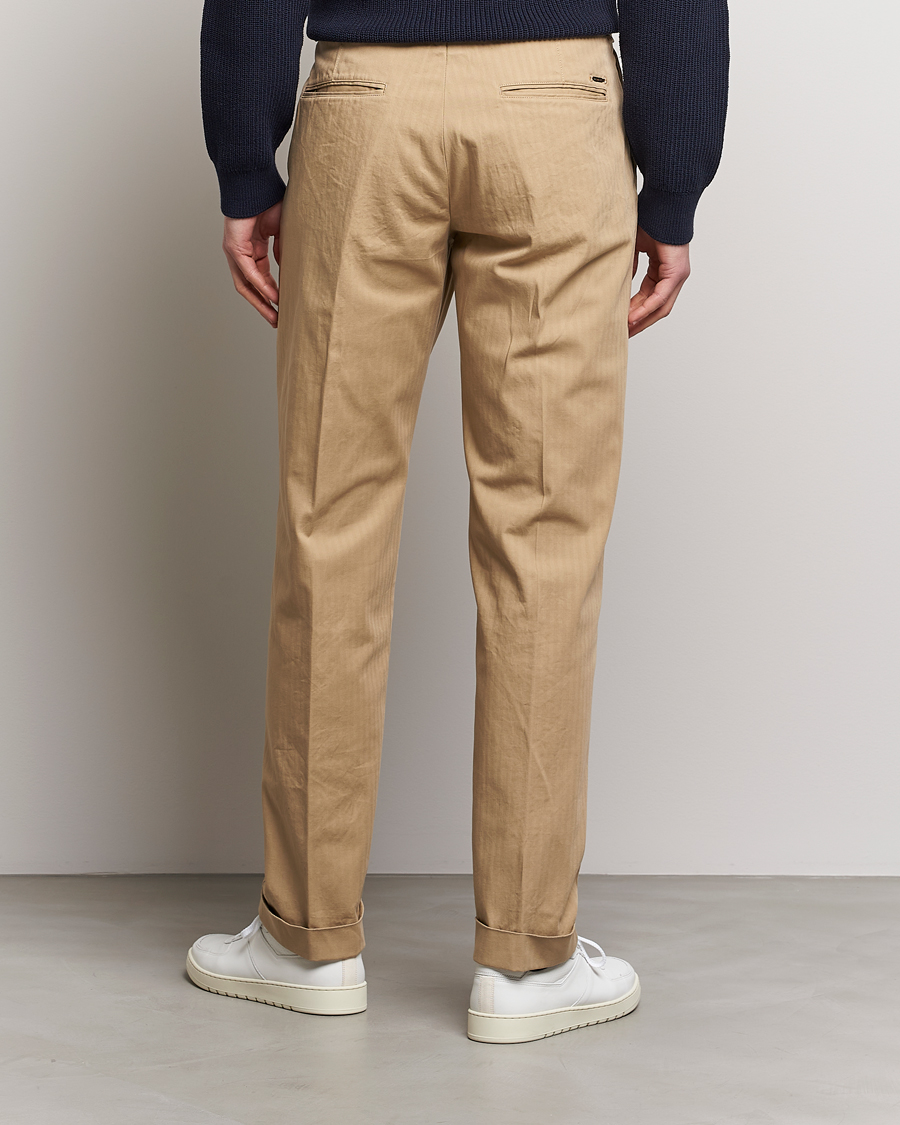 Hombres | Pantalones | Incotex | Regular Fit Herringbone Chinos Khaki