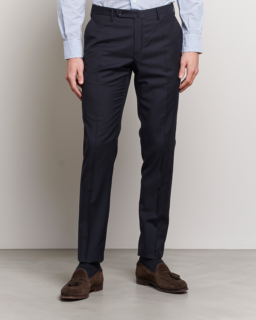Hombres | Pantalones | Incotex | Slim Fit Tropical Wool Trousers Navy