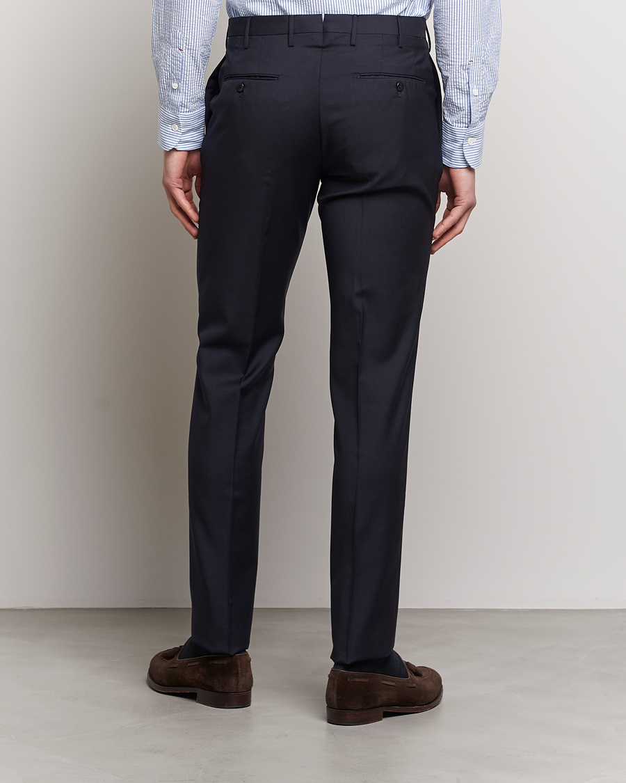 Hombres | Pantalones | Incotex | Slim Fit Tropical Wool Trousers Navy