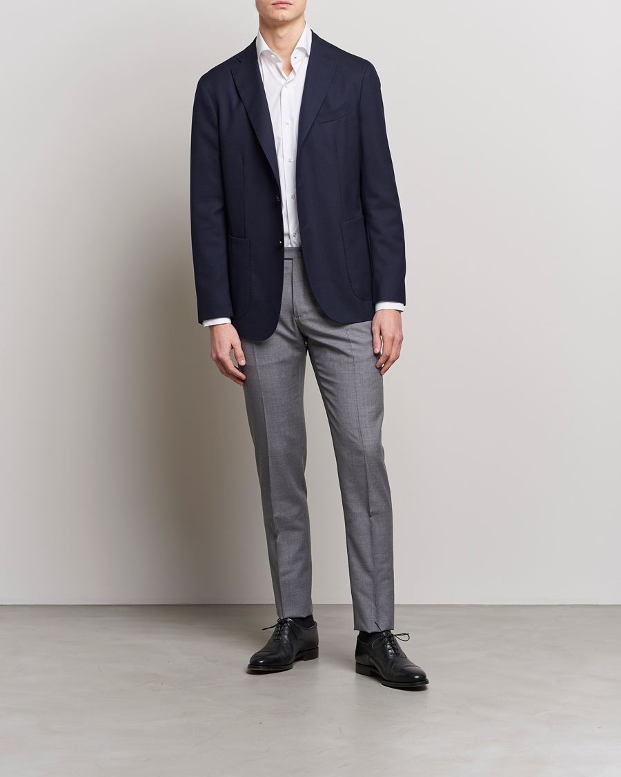 Hombres | Pantalones | Incotex | Slim Fit Tropical Wool Trousers Light Grey