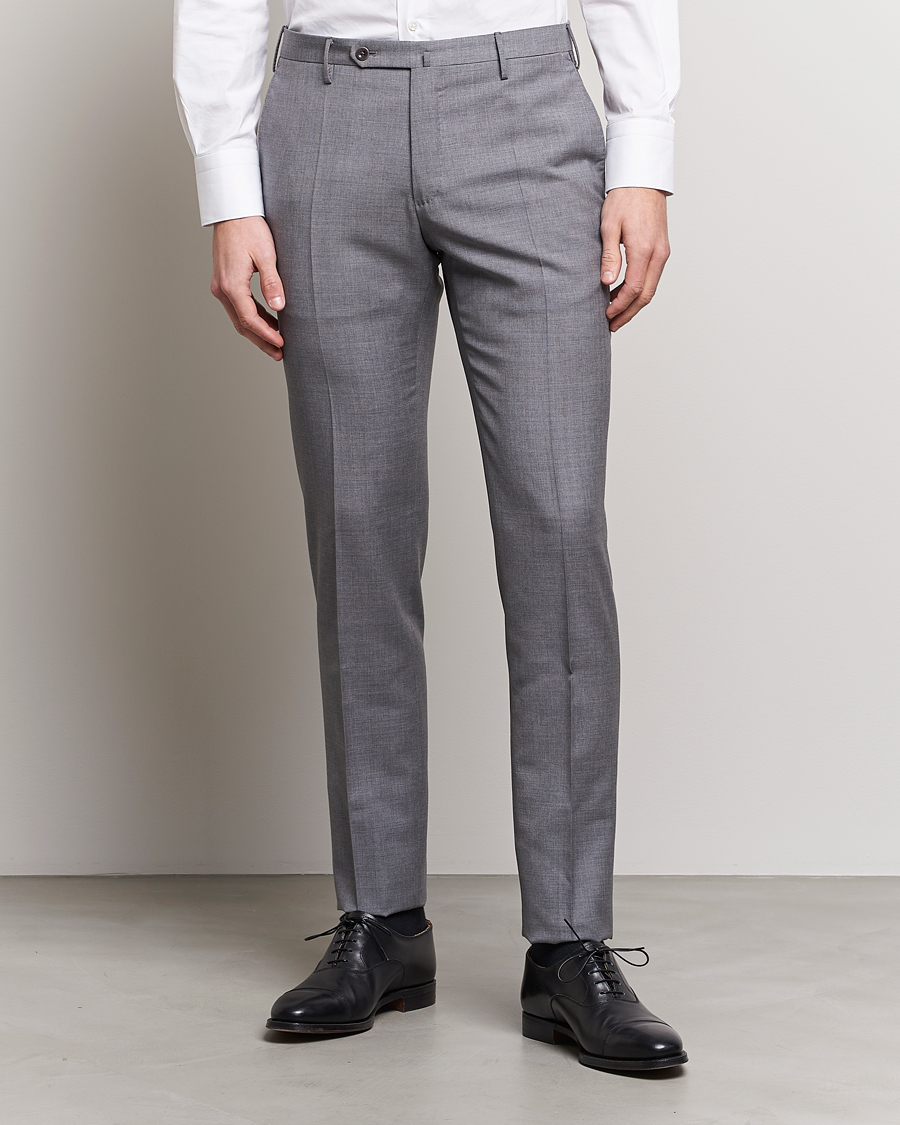 Hombres | Pantalones | Incotex | Slim Fit Tropical Wool Trousers Light Grey