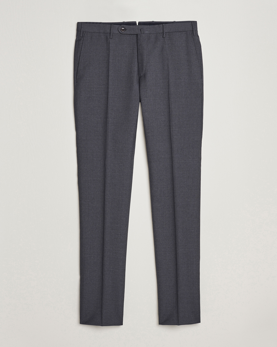 Hombres | Pantalones | Incotex | Slim Fit Tropical Wool Trousers Dark Grey