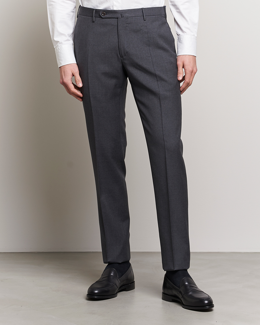 Hombres | Pantalones | Incotex | Slim Fit Tropical Wool Trousers Dark Grey
