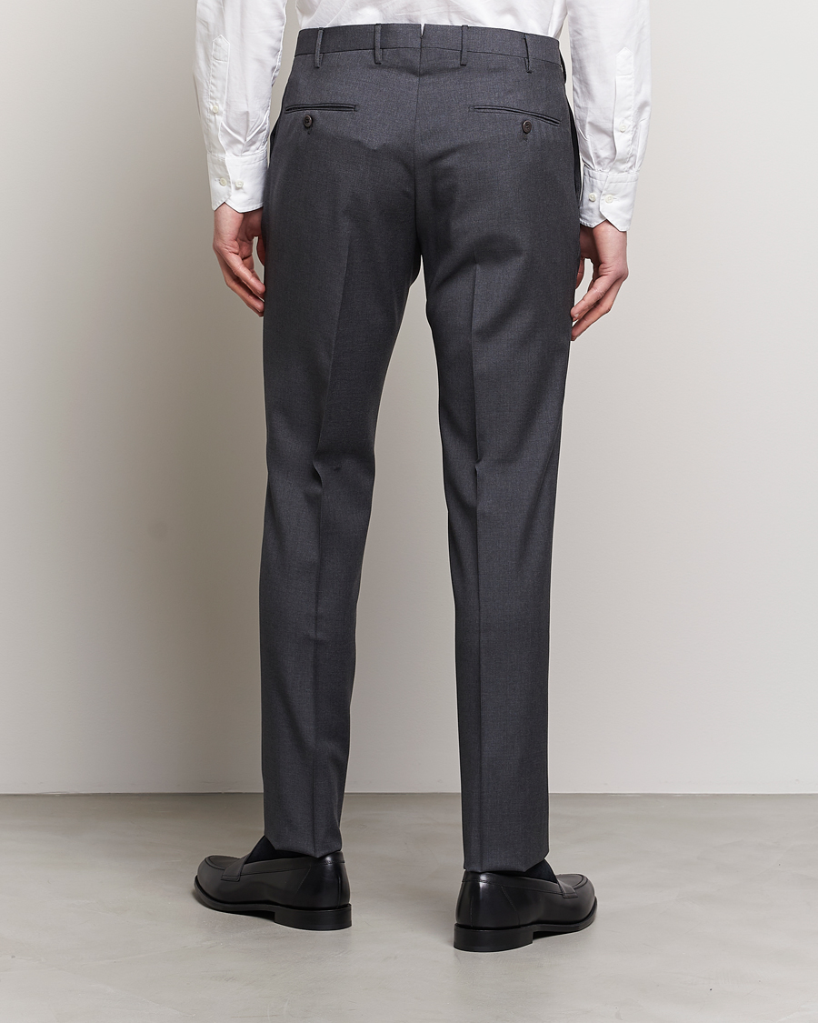 Hombres | Pantalones | Incotex | Slim Fit Tropical Wool Trousers Dark Grey