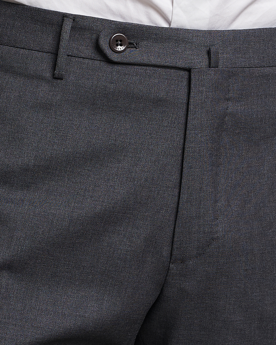 Hombres | Pantalones | Incotex | Slim Fit Tropical Wool Trousers Dark Grey