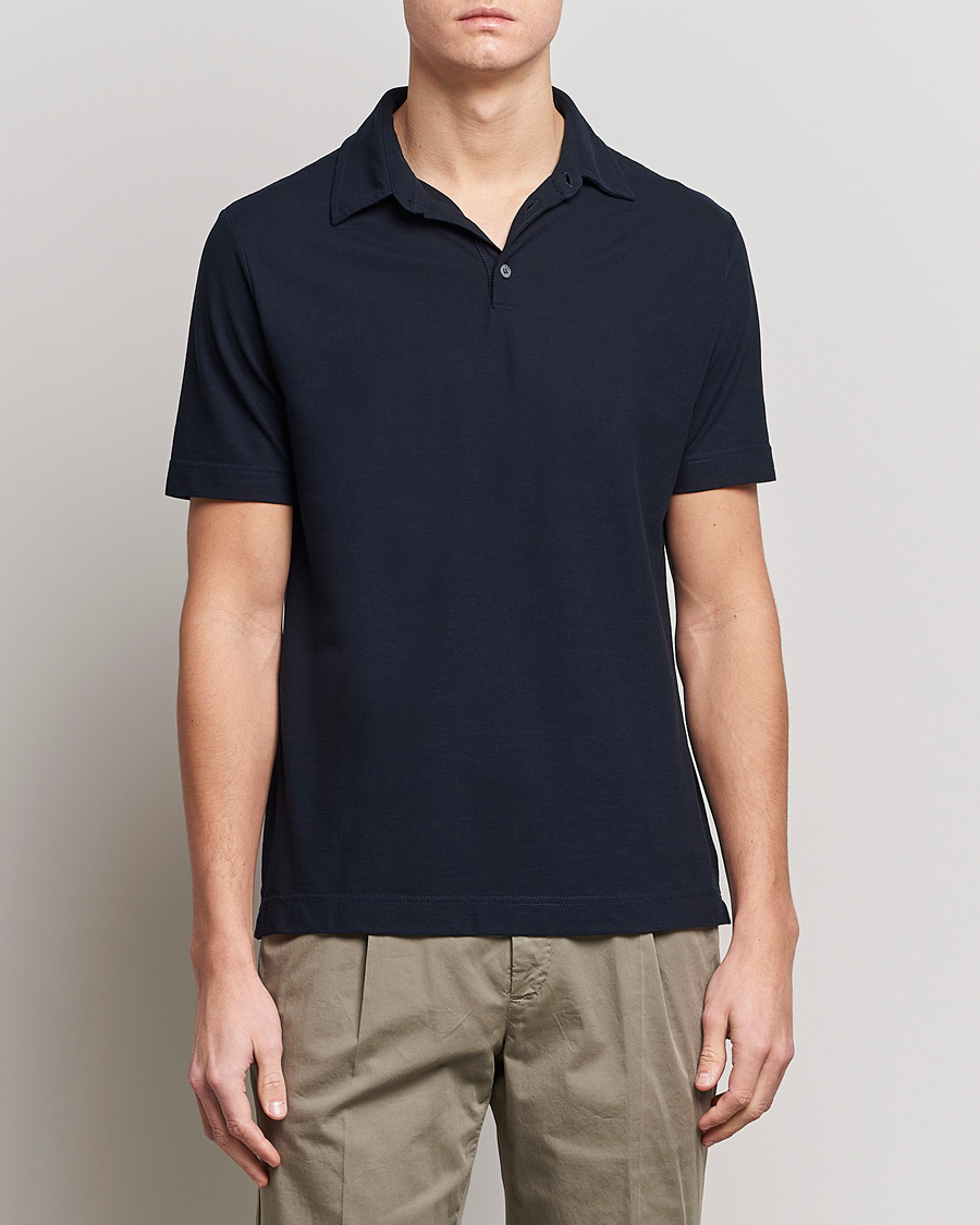 Hombres | Polos | Zanone | Ice Cotton Polo Navy