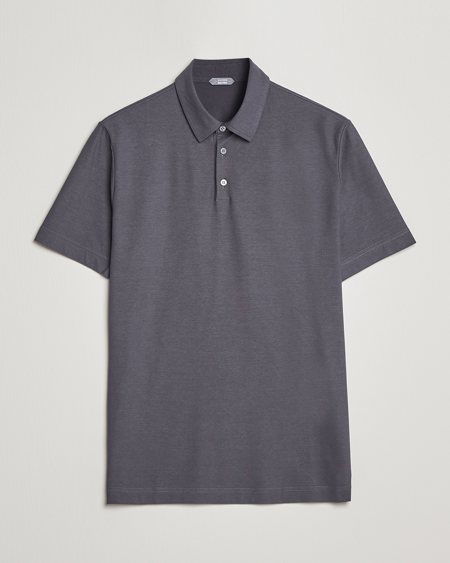 Hombres | Polos | Zanone | Ice Cotton Polo Dark Grey