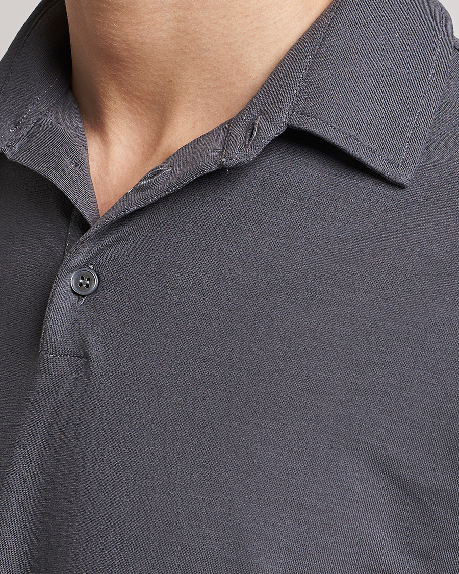 Hombres | Polos | Zanone | Ice Cotton Polo Dark Grey