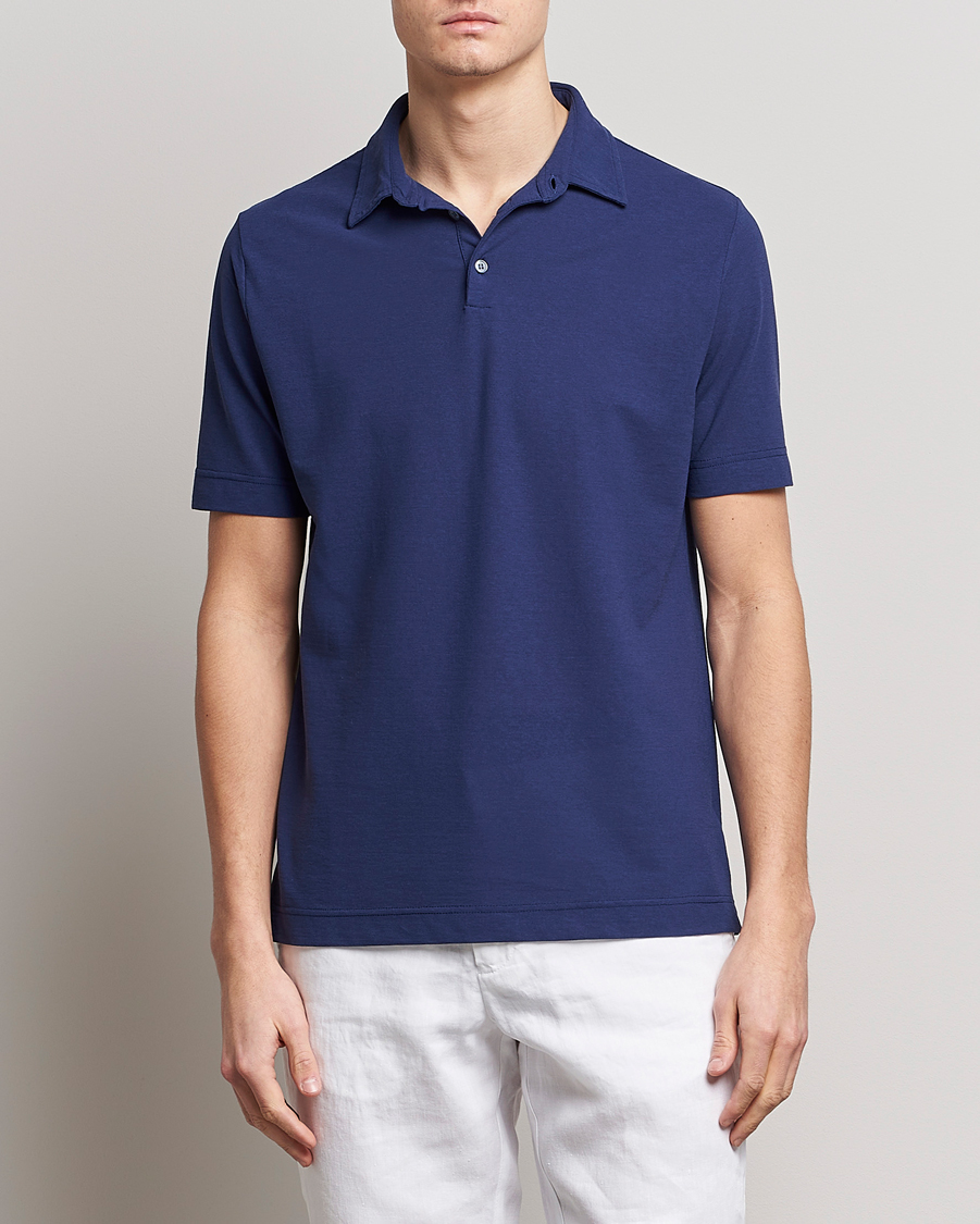 Hombres | Polos | Zanone | Ice Cotton Polo Electric Blue