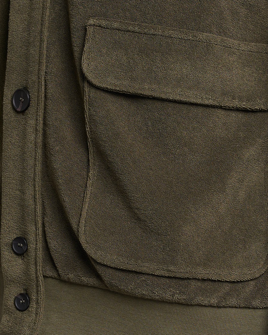 Hombres | Jerséis y prendas de punto | Zanone | Terry Cotton Jersey Jacket Dark Olive