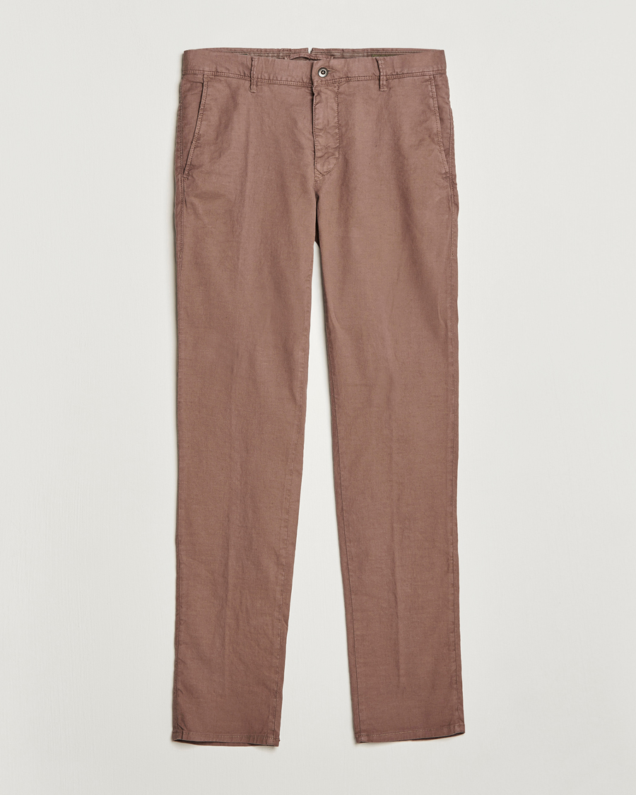 Hombres | Pantalones | Incotex | Slim Fit Cotton/Linen Slacks Brown