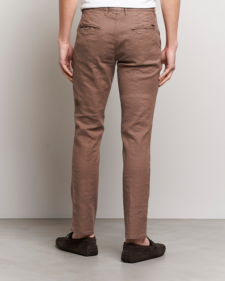 Hombres | Pantalones | Incotex | Slim Fit Cotton/Linen Slacks Brown