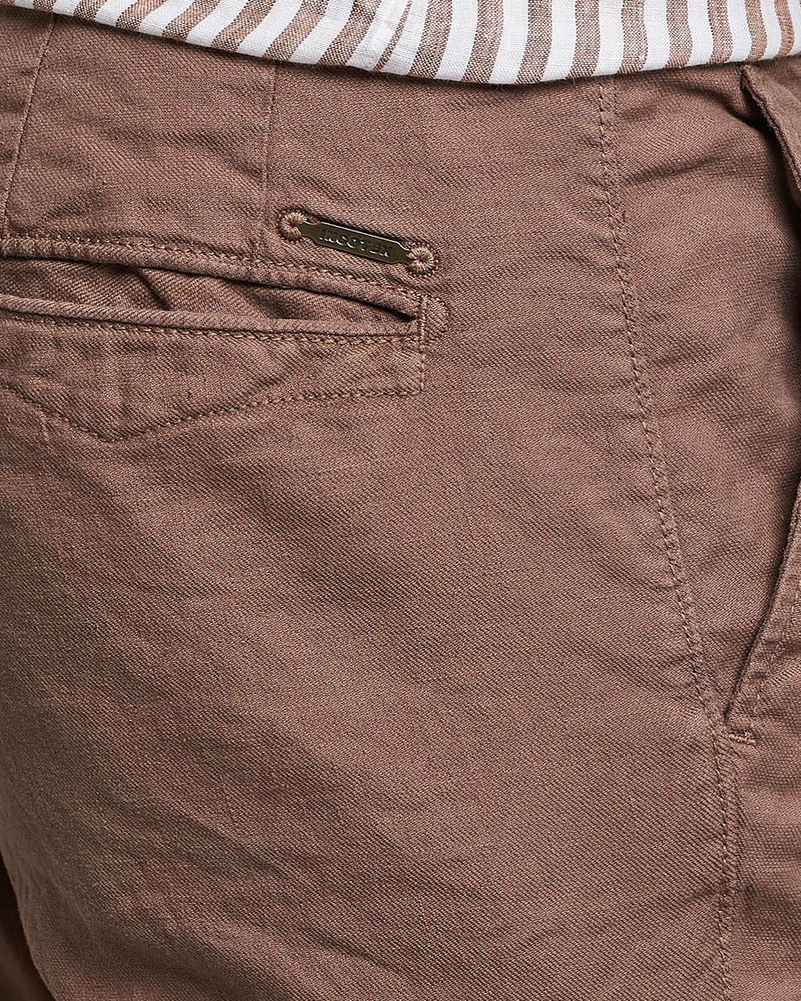 Hombres | Pantalones | Incotex | Slim Fit Cotton/Linen Slacks Brown
