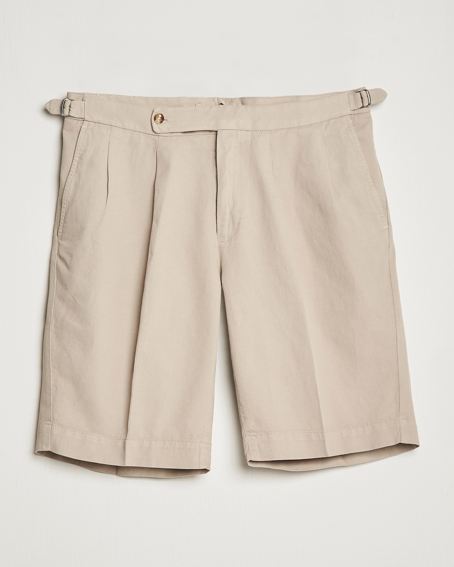 Hombres | Pantalones cortos | Incotex | Pleated Chinolino Shorts Beige